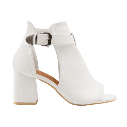 White - Front - Where´s That From Womens-Ladies Lisa Open Toe Block Heel High Heels