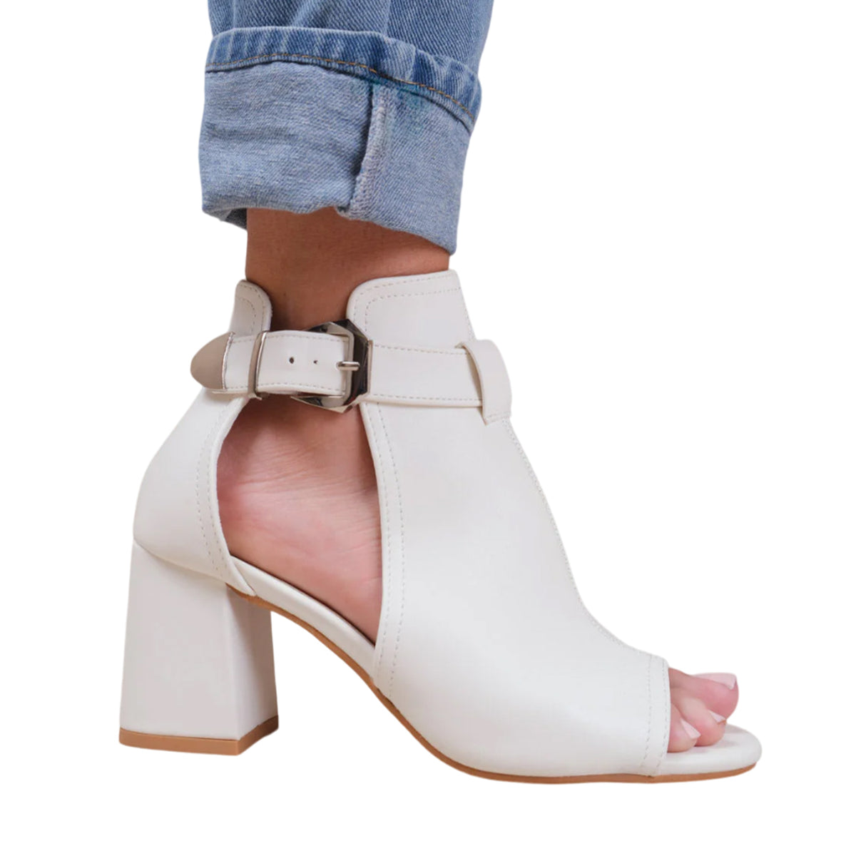 White - Back - Where´s That From Womens-Ladies Lisa Open Toe Block Heel High Heels