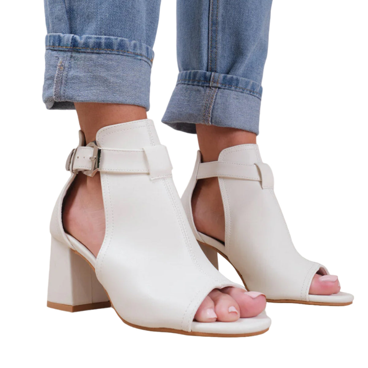 White - Side - Where´s That From Womens-Ladies Lisa Open Toe Block Heel High Heels