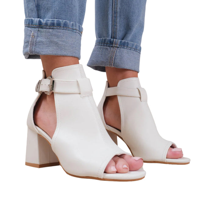 White - Side - Where´s That From Womens-Ladies Lisa Open Toe Block Heel High Heels