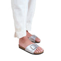 Silver - Back - Where´s That From Womens-Ladies Sequoia Buckle PU Single Strap Sandals