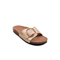 Gold - Front - Where´s That From Womens-Ladies Sequoia Buckle PU Single Strap Sandals