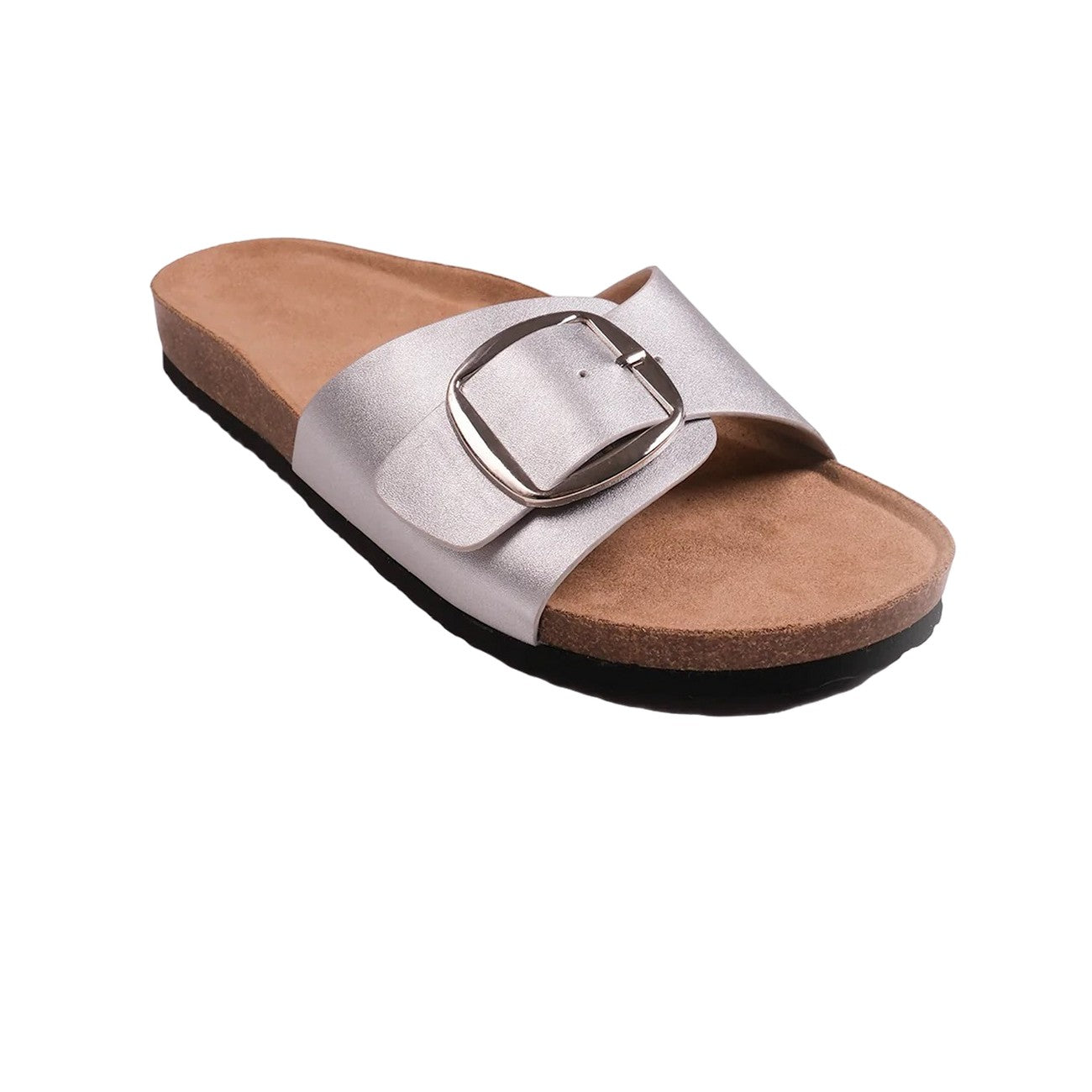 Silver - Front - Where´s That From Womens-Ladies Sequoia Buckle PU Single Strap Sandals