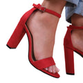 Red - Side - Where´s That From Womens-Ladies Skye Strappy Suede Buckle Block Heel Sandals