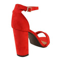 Red - Back - Where´s That From Womens-Ladies Skye Strappy Suede Buckle Block Heel Sandals