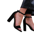 Black - Back - Where´s That From Womens-Ladies Skye Strappy Suede Buckle Block Heel Sandals