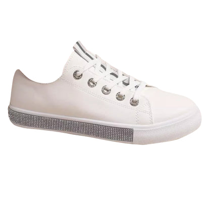 White - Front - Where´s That From Womens-Ladies Splendor Crystal Trim Trainers