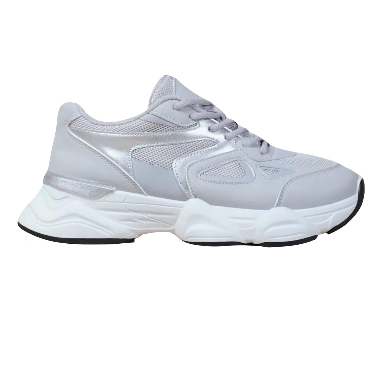 Grey-Silver - Front - Where´s That From Womens-Ladies Coach Chunky Mesh Detail Trainers