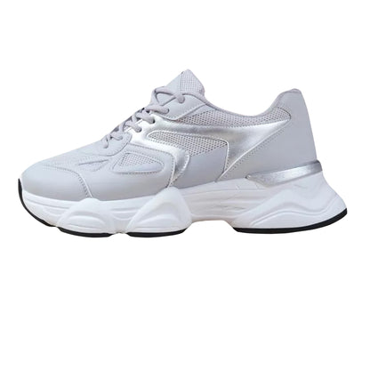 Grey-Silver - Side - Where´s That From Womens-Ladies Coach Chunky Mesh Detail Trainers