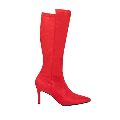 Red - Front - Where´s That From Womens-Ladies Marta Suede Pointed Side Zip Calf Boots