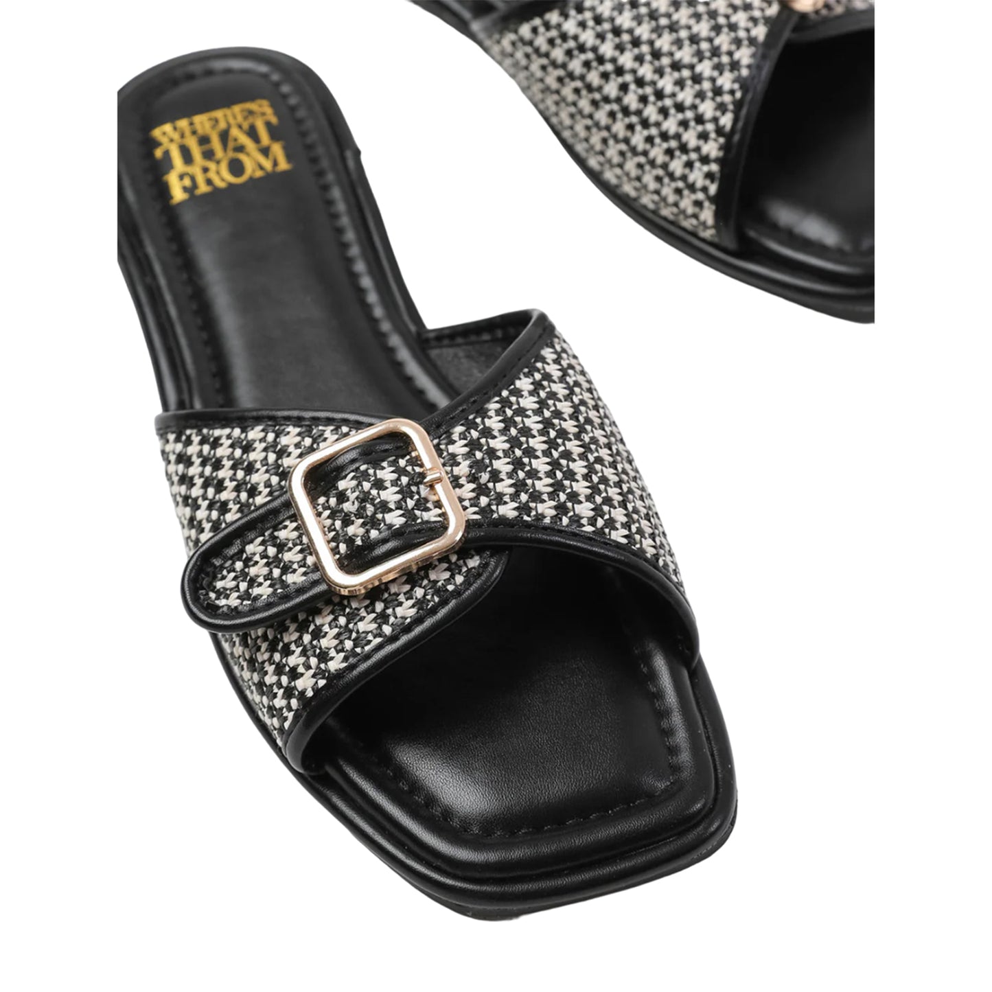 Black - Back - Where´s That From Womens-Ladies Vermont Raffia Buckle Sliders