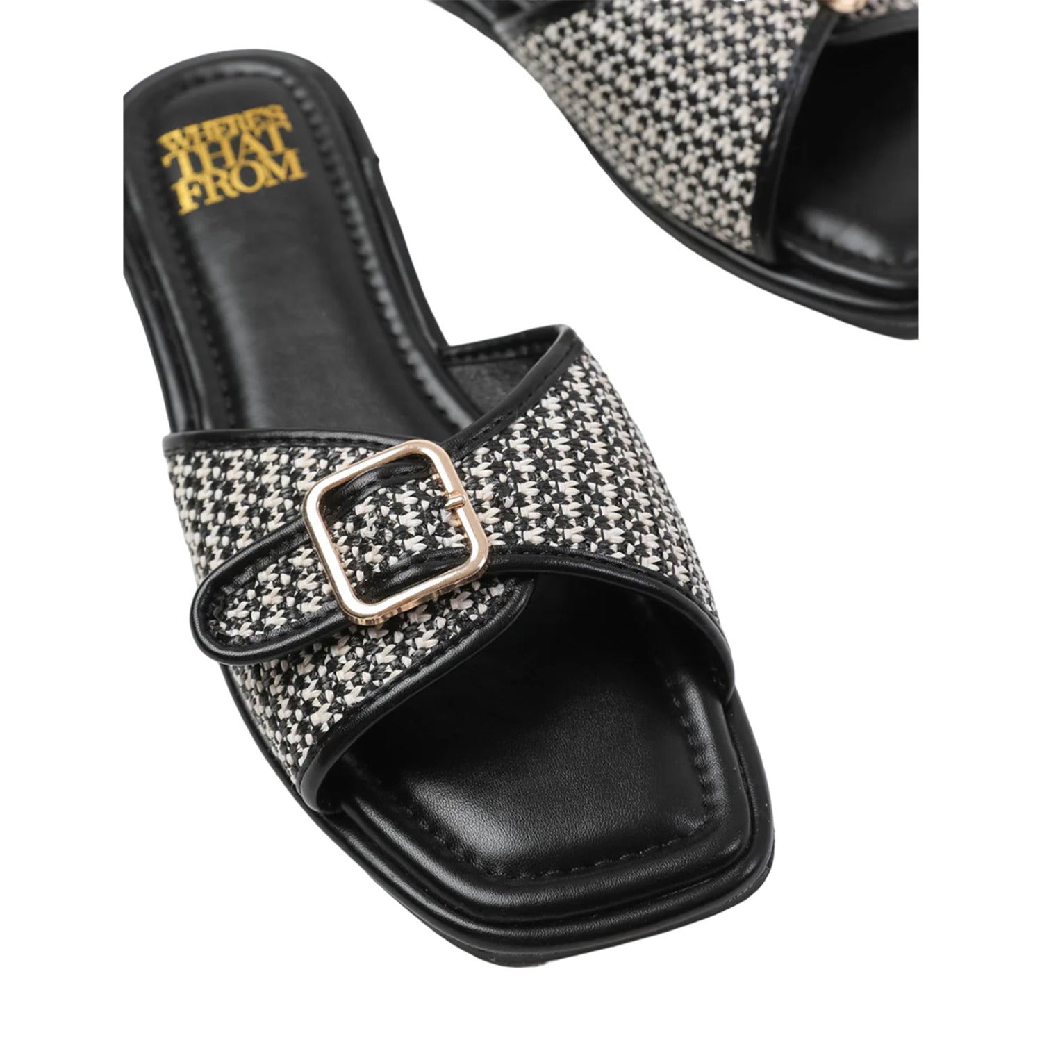 Black - Back - Where´s That From Womens-Ladies Vermont Raffia Buckle Sliders