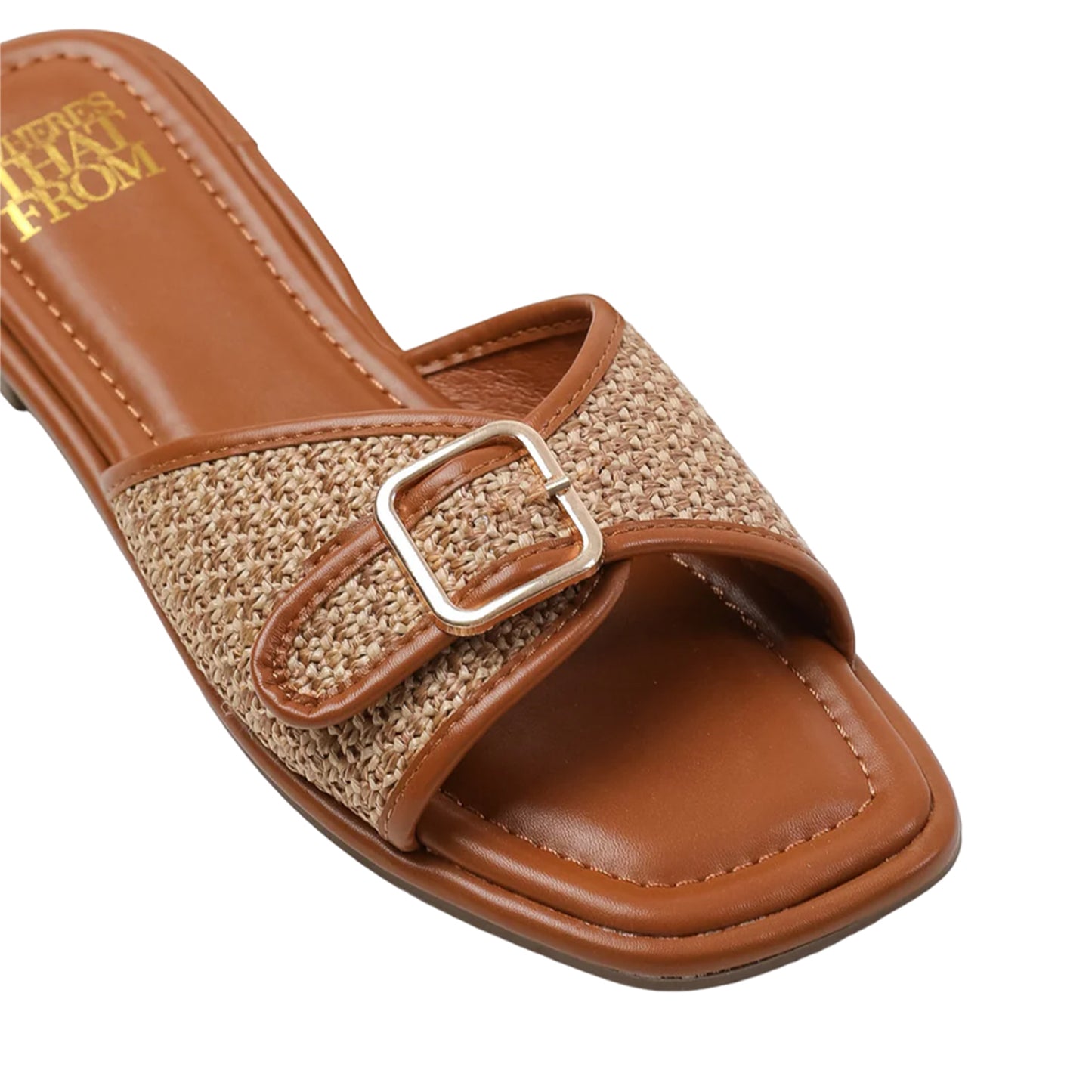 Tan - Back - Where´s That From Womens-Ladies Vermont Raffia Buckle Sliders