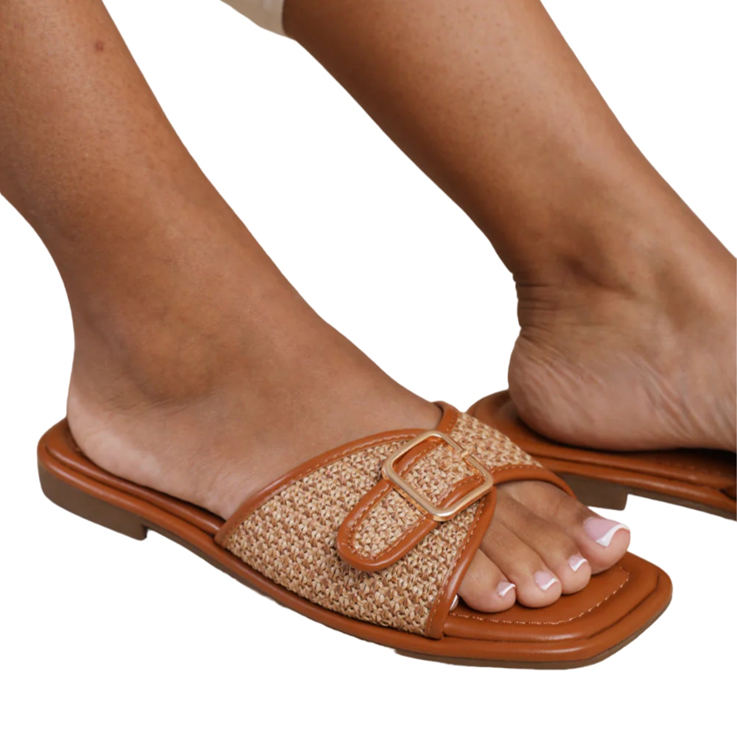Tan - Lifestyle - Where´s That From Womens-Ladies Vermont Raffia Buckle Sliders