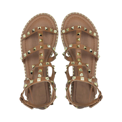 Tan - Lifestyle - Where´s That From Womens-Ladies Natalia Studded PU Gladiator Sandals
