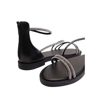 Black - Back - Where´s That From Womens-Ladies Palmira Diamante PU Strappy Flatform Sandals