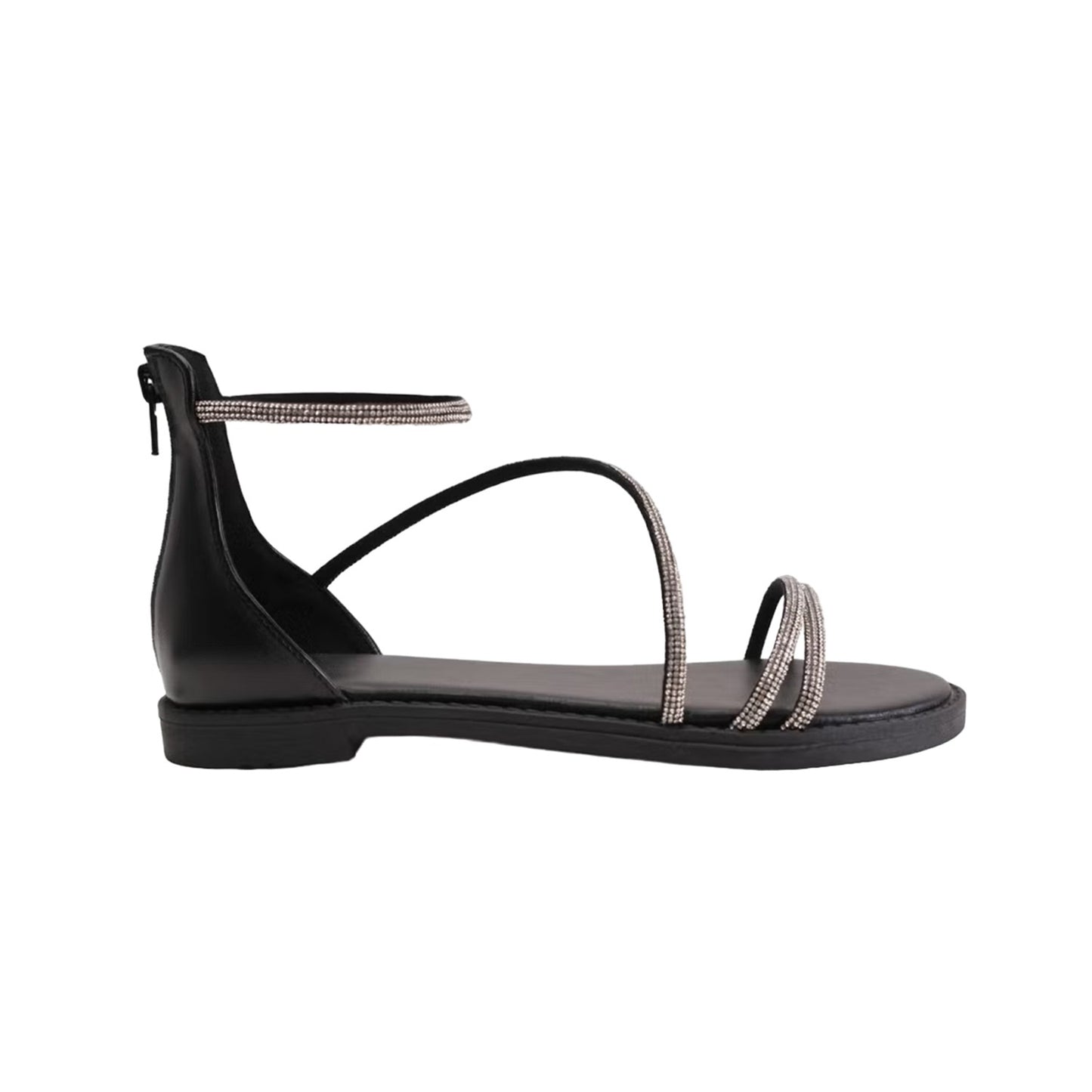 Black - Front - Where´s That From Womens-Ladies Palmira Diamante PU Strappy Flatform Sandals