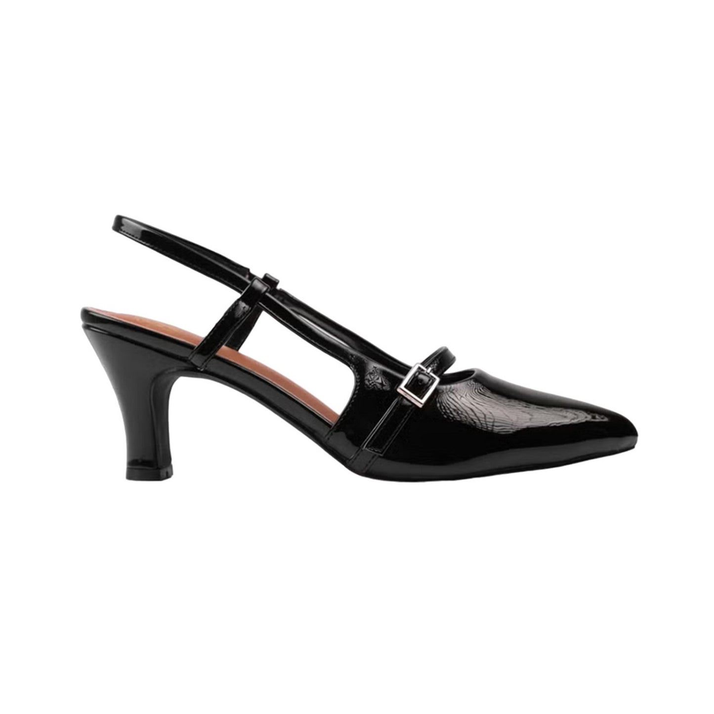 Black - Back - Where´s That From Womens-Ladies On Point Sling Back Wide Mid Heel Sandals