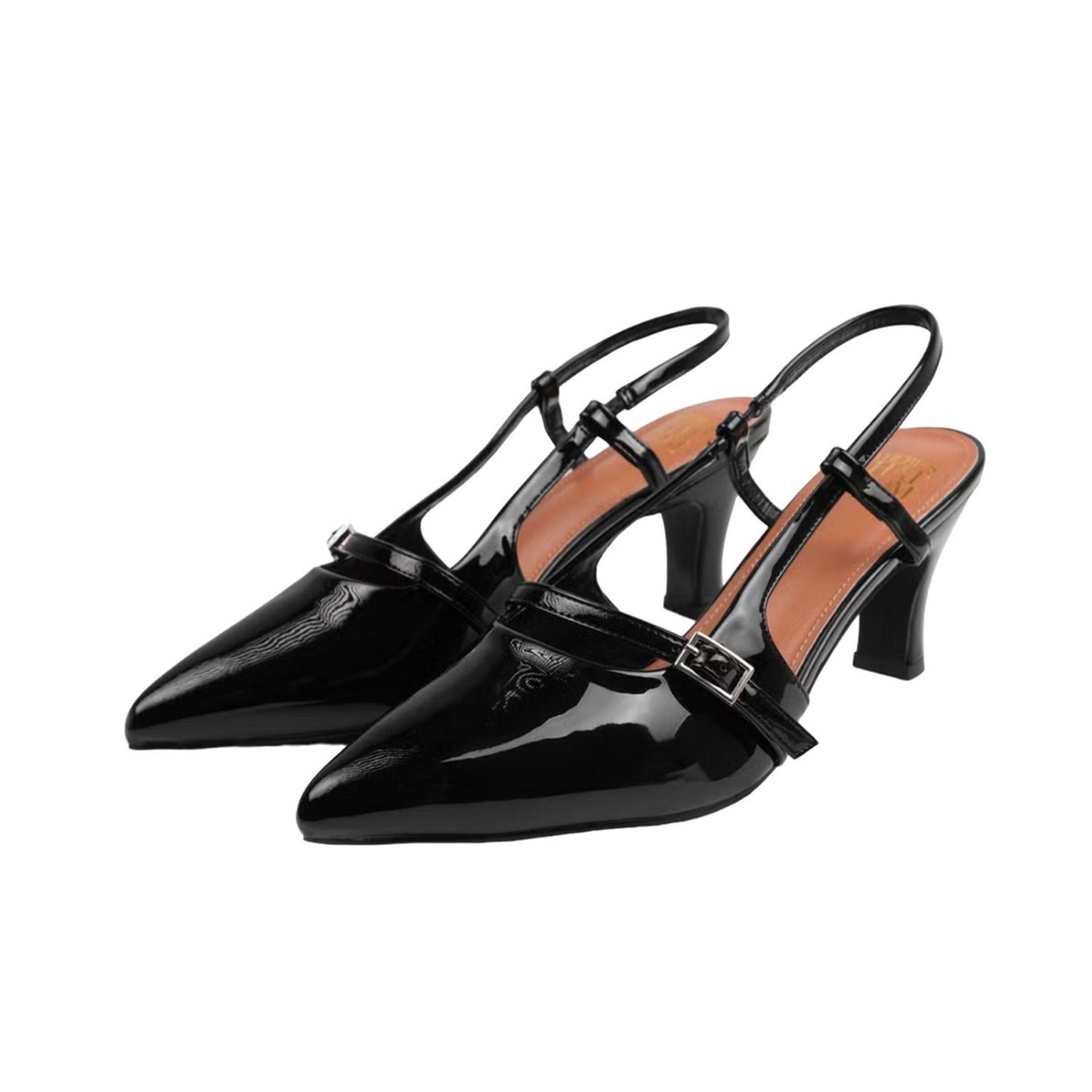 Black - Front - Where´s That From Womens-Ladies On Point Sling Back Wide Mid Heel Sandals