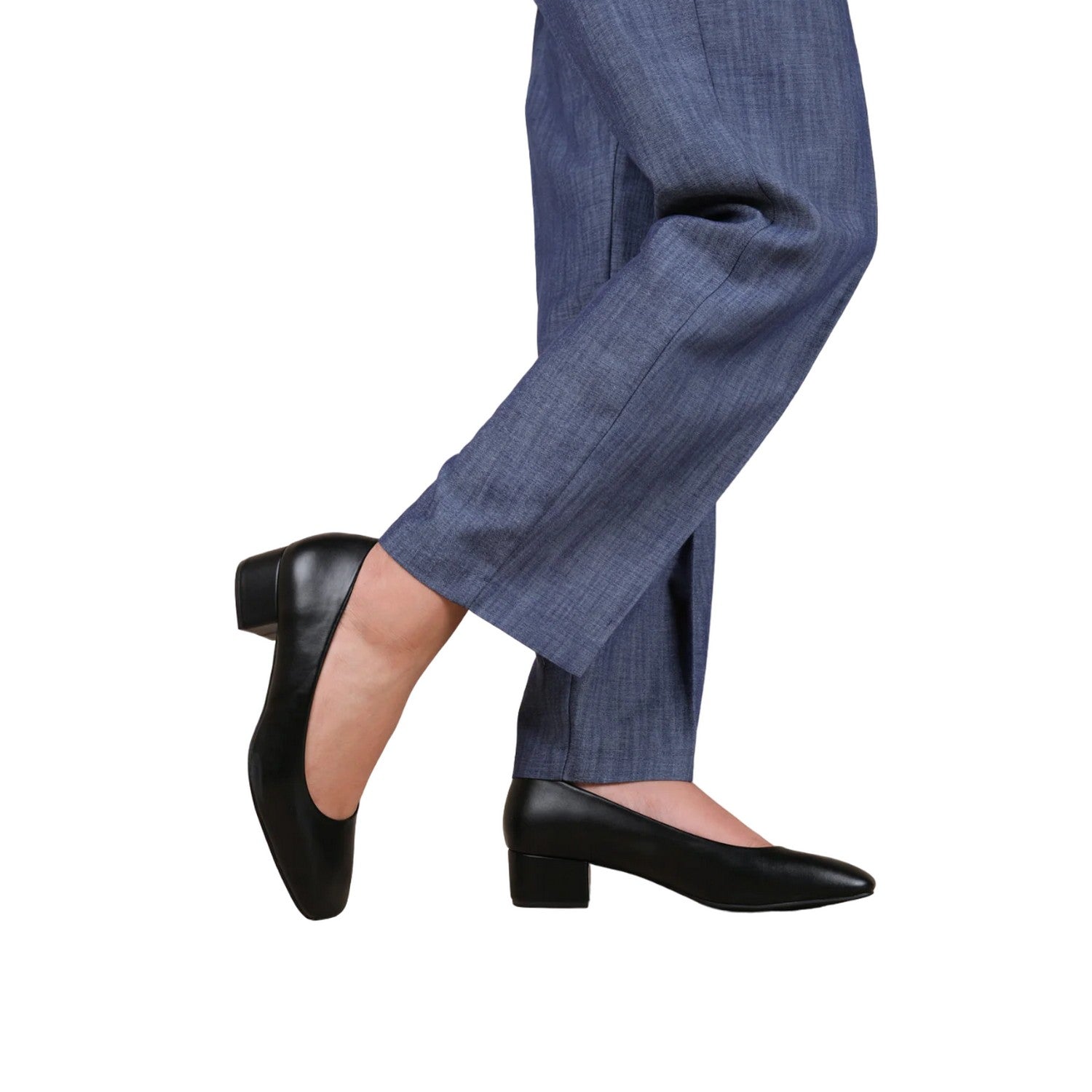 Black - Back - Where´s That From Womens-Ladies Seattle Faux Leather Square Toe Low Block Heel Shoes