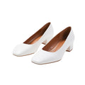 White - Front - Where´s That From Womens-Ladies Seattle Faux Leather Square Toe Low Block Heel Shoes