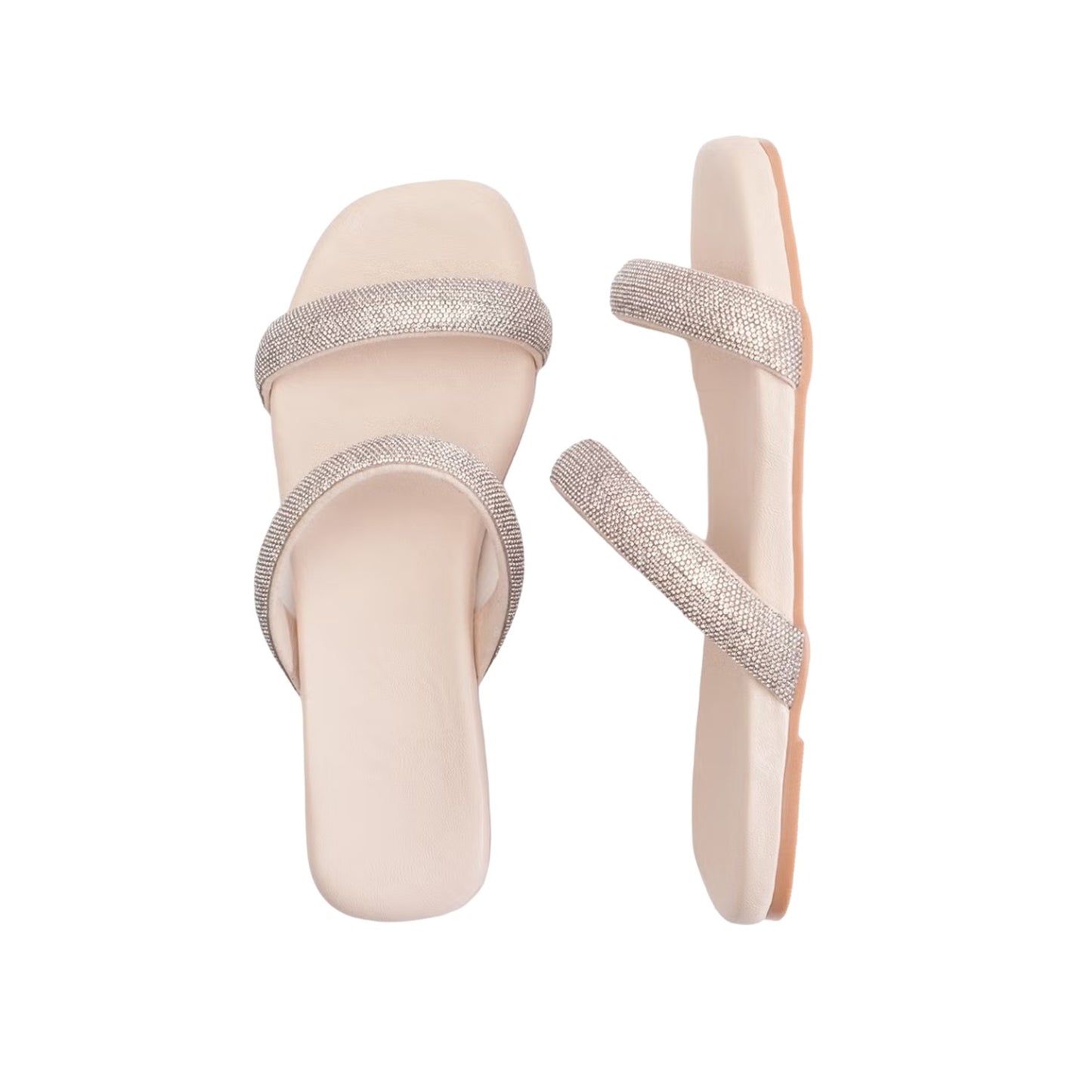 Cream - Front - Where´s That From Womens-Ladies Yakirah Diamante Faux Leather Flatform Sliders