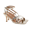 Gold - Back - Where´s That From Womens-Ladies Austin PU Crossover Strap Wide Sandals