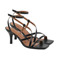 Black - Back - Where´s That From Womens-Ladies Austin PU Crossover Strap Wide Sandals