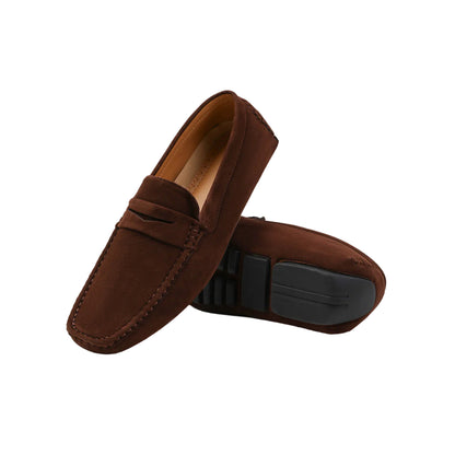 Brown - Side - Where´s That From Mens Alex Suede Driving Shoes