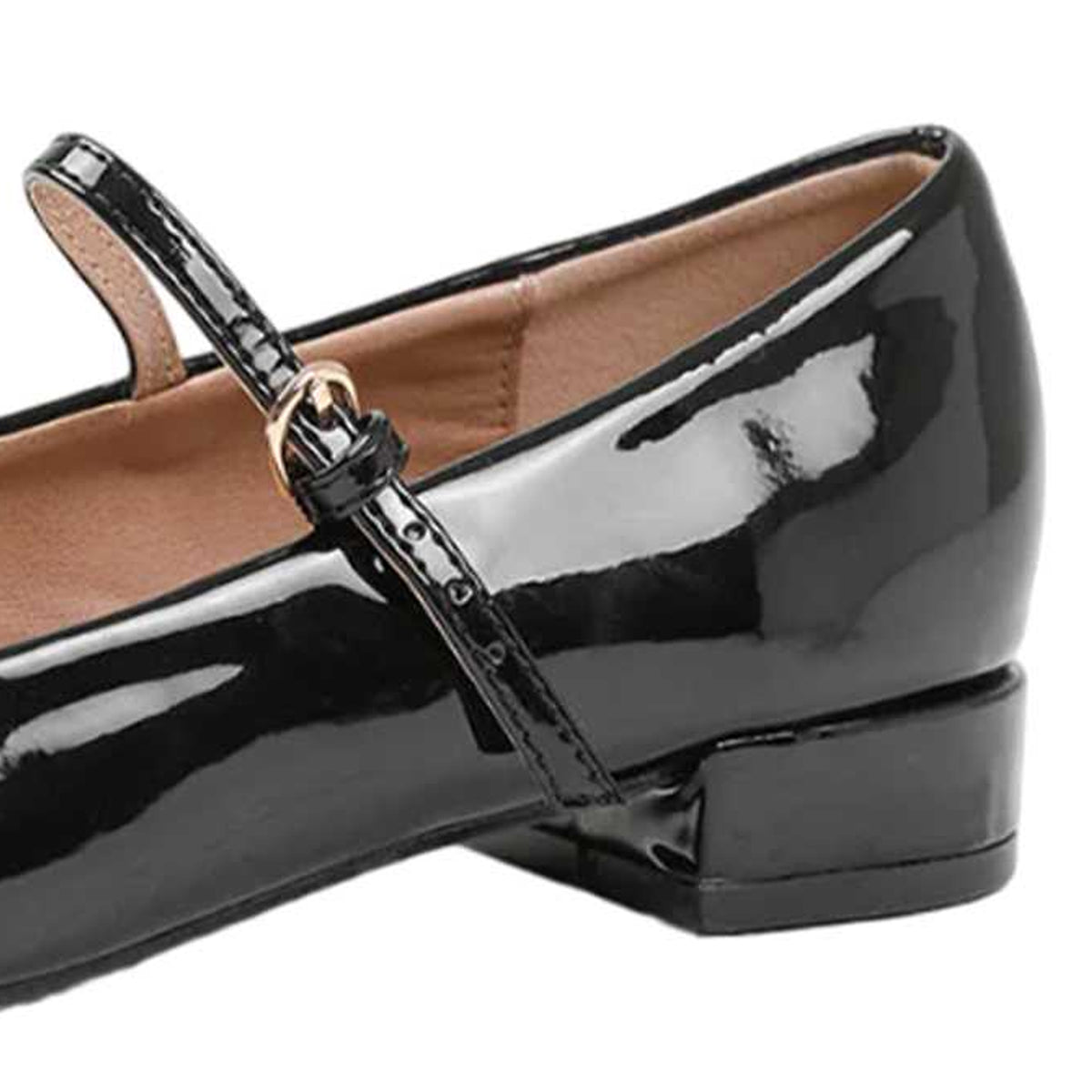 Black - Side - Where´s That From Womens-Ladies Minsk Patent Leather Buckle Detail Low Heel Pumps