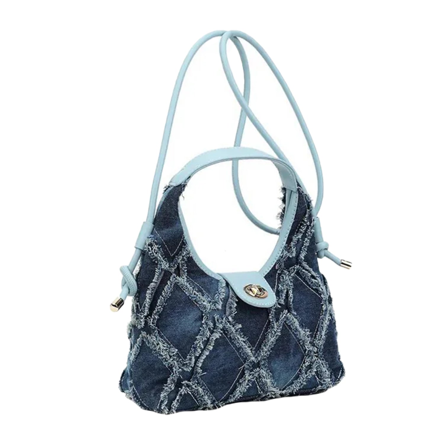Blue - Front - Where´s That From Scuba Rectangular Top Handle Handbag