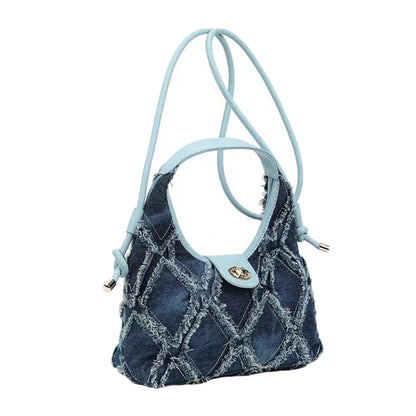 Blue - Front - Where´s That From Scuba Rectangular Top Handle Handbag
