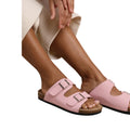 Pink - Back - Where´s That From Womens-Ladies Willow Nubuck Buckle Detail Flat Sandals