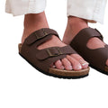 Brown - Back - Where´s That From Womens-Ladies Willow Nubuck Buckle Detail Flat Sandals