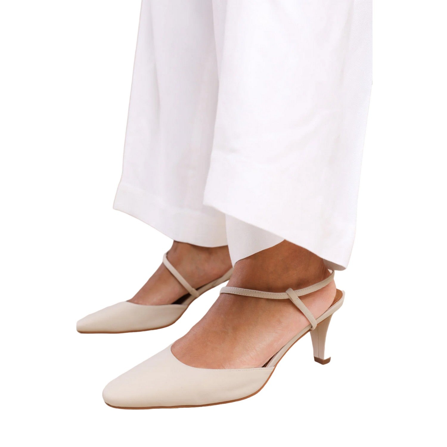 Cream - Back - Where´s That From Womens-Ladies Kansas Sling Back Wide High Heels
