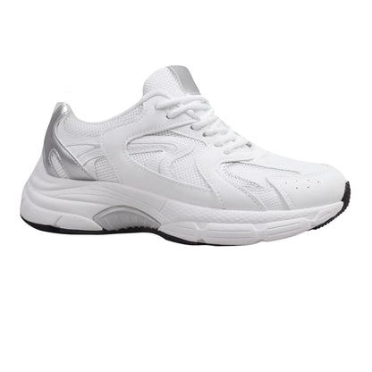 Silver - Front - Where´s That From Womens-Ladies Tempo Panelled Faux Leather Lace Up Trainers