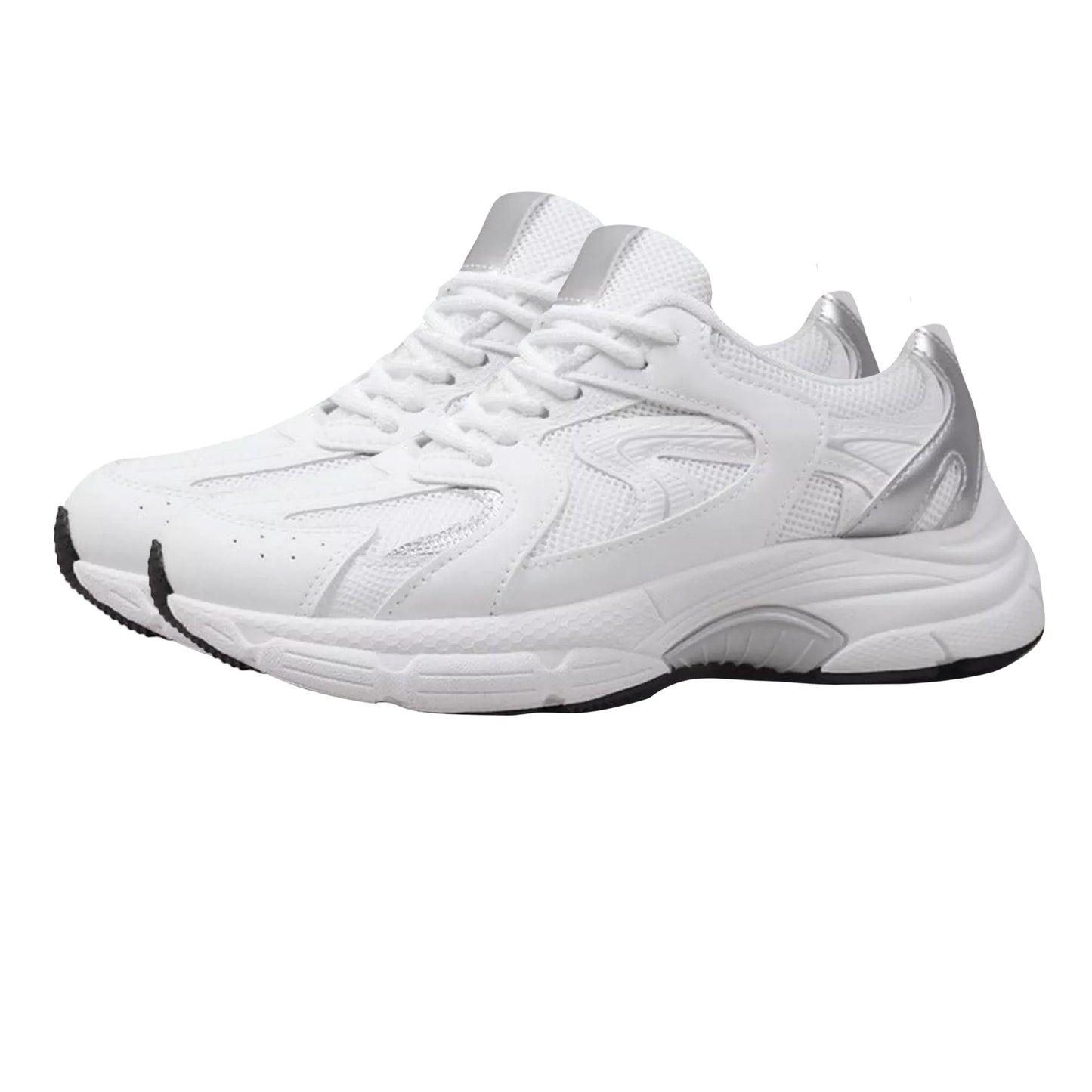 Silver - Back - Where´s That From Womens-Ladies Tempo Panelled Faux Leather Lace Up Trainers