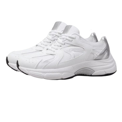 Silver - Back - Where´s That From Womens-Ladies Tempo Panelled Faux Leather Lace Up Trainers