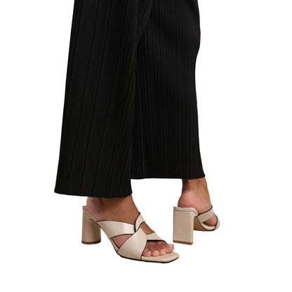 Beige - Side - Where´s That From Womens-Ladies Manila PU Twist Strap Block Heel Mules