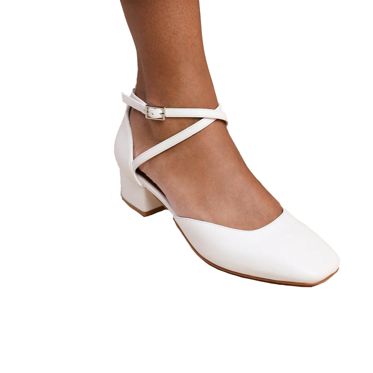 White - Front - Where´s That From Womens-Ladies Peru PU Crossover Strap Low Block Heel Sandals