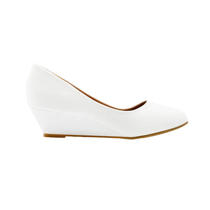 White - Front - Where´s That From Womens-Ladies Kieran Low Wedge Court Shoes