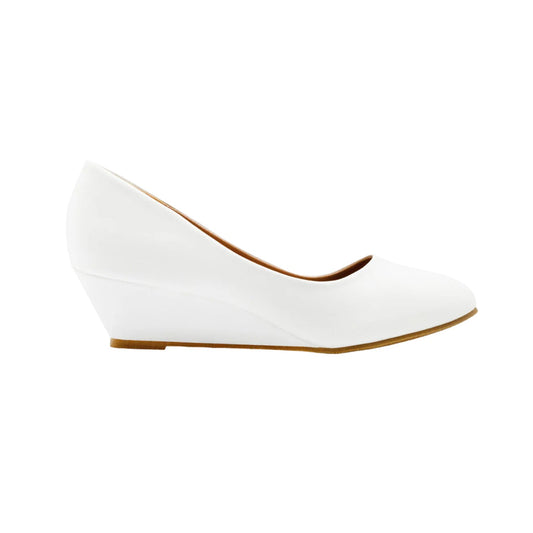 White - Front - Where´s That From Womens-Ladies Kieran Low Wedge Court Shoes