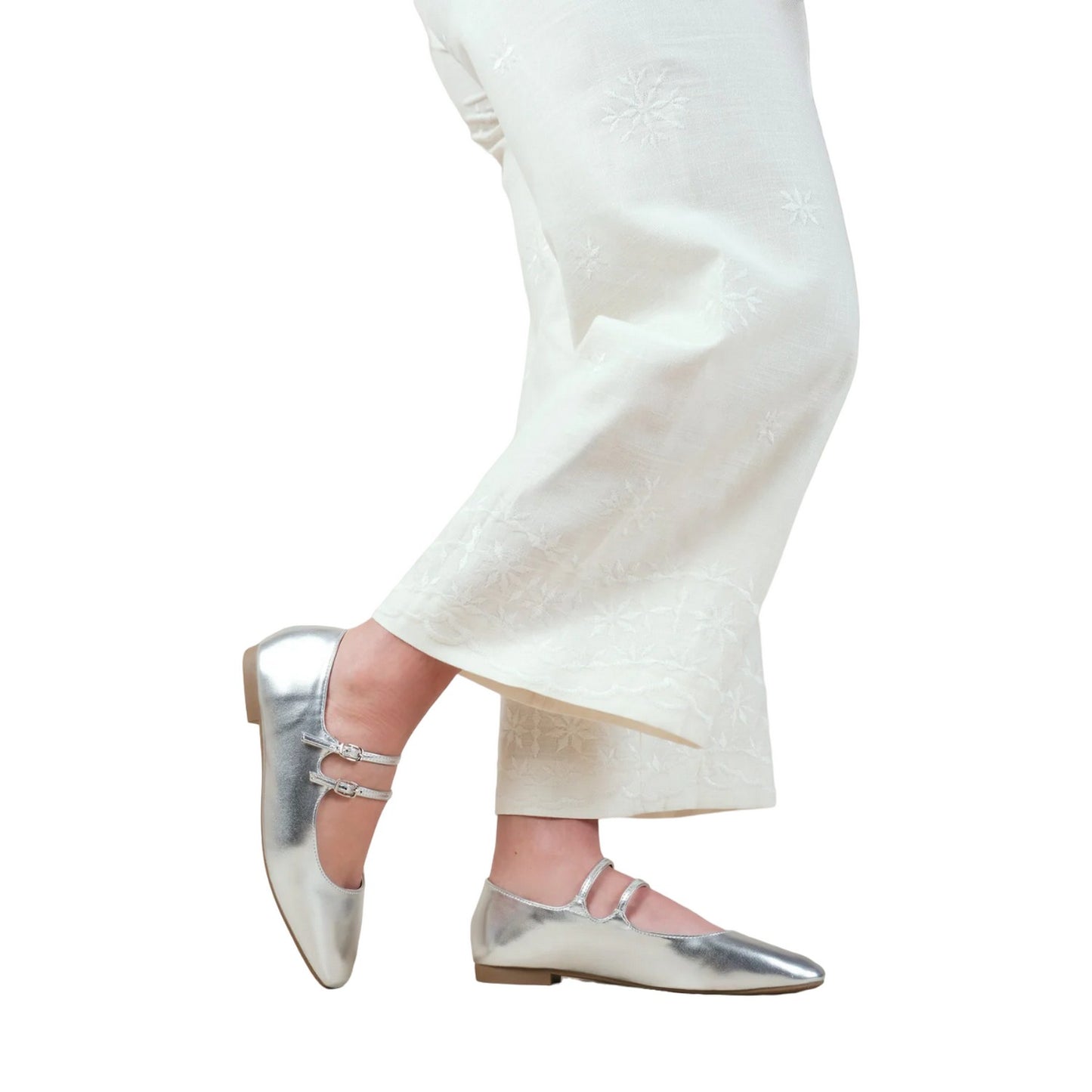 Silver - Back - Where´s That From Womens-Ladies Detox Metallic Strappy Ballerina Flats
