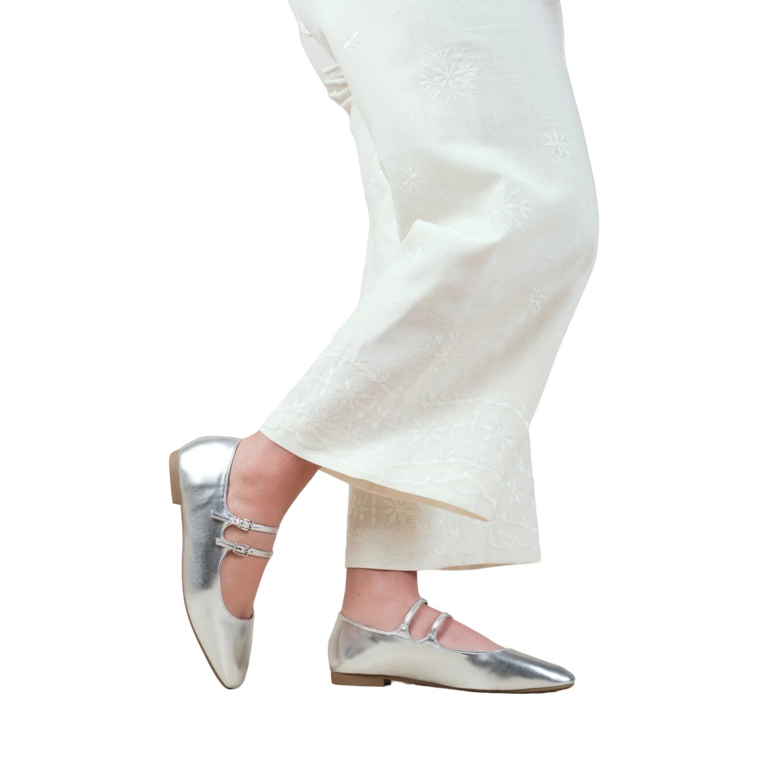 Silver - Back - Where´s That From Womens-Ladies Detox Metallic Strappy Ballerina Flats