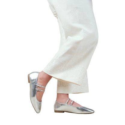 Silver - Back - Where´s That From Womens-Ladies Detox Metallic Strappy Ballerina Flats