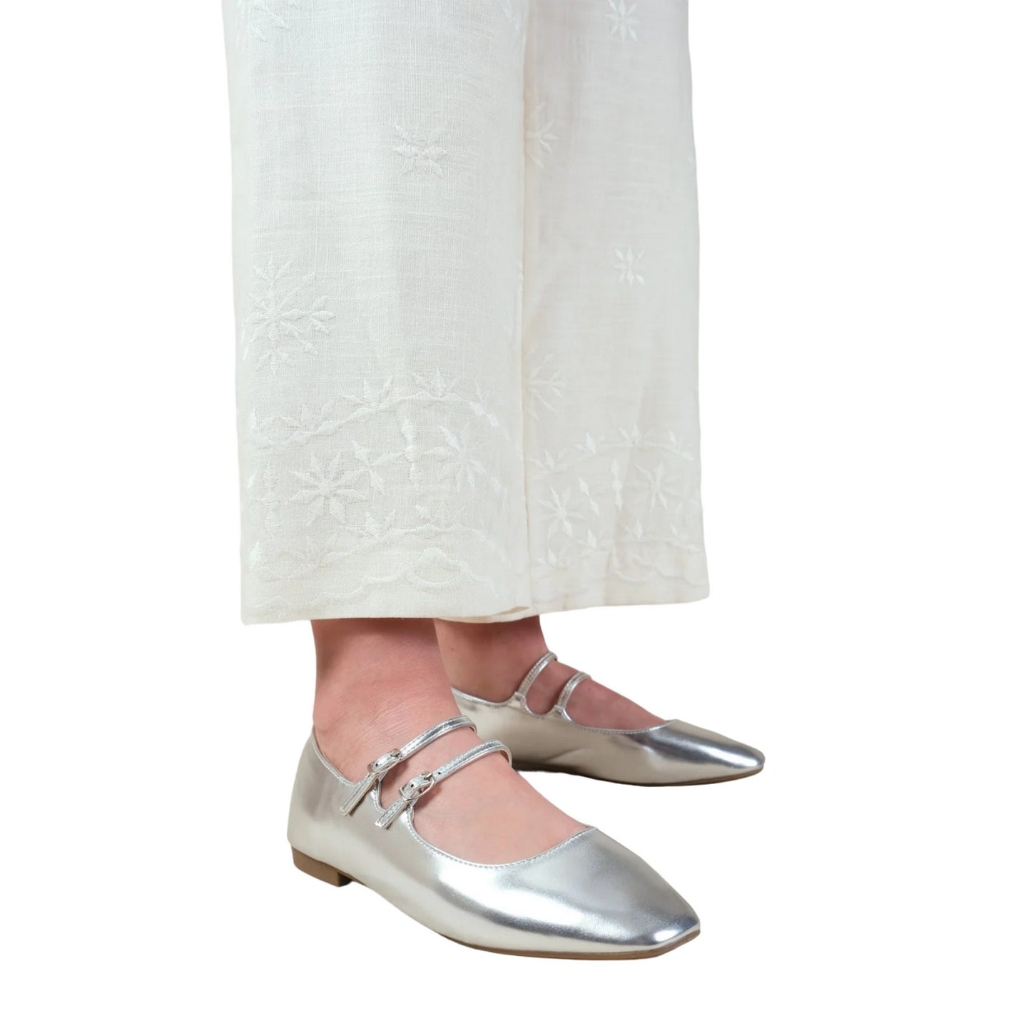 Silver - Front - Where´s That From Womens-Ladies Detox Metallic Strappy Ballerina Flats