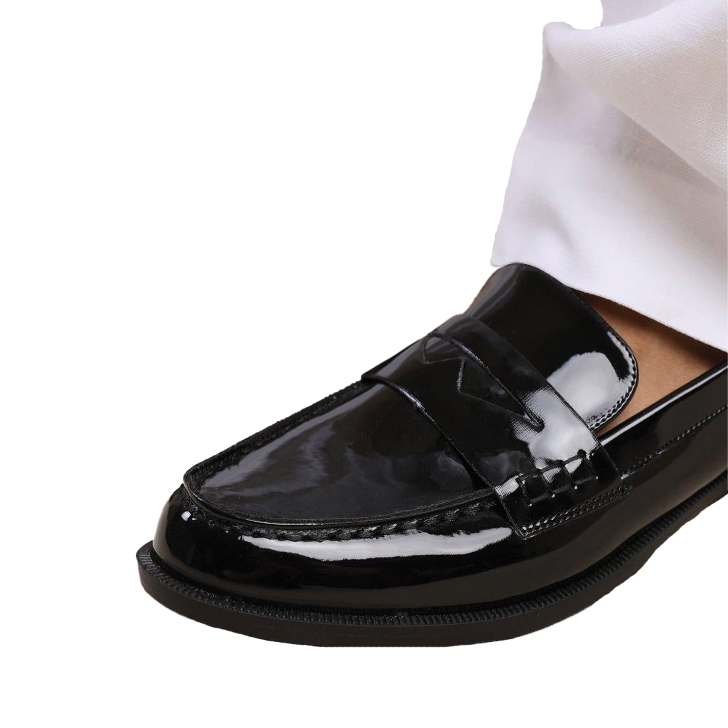 Black - Pack Shot - Where´s That From Womens-Ladies Houston Patent Leather Slip-on Wide Loafers