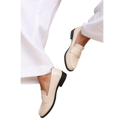 Cream - Side - Where´s That From Womens-Ladies Houston Patent Leather Slip-on Wide Loafers