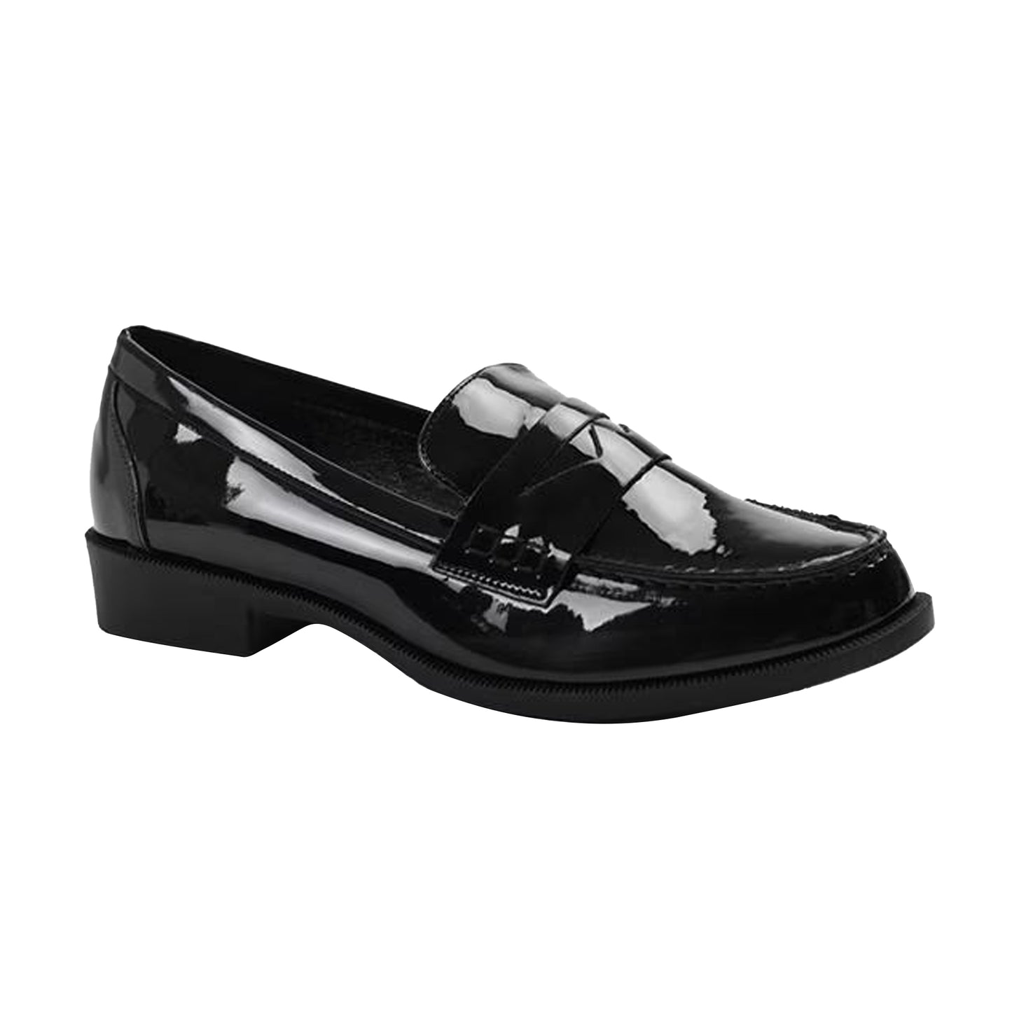 Black - Front - Where´s That From Womens-Ladies Houston Patent Leather Slip-on Wide Loafers