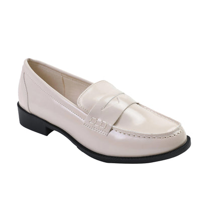 Cream - Front - Where´s That From Womens-Ladies Houston Patent Leather Slip-on Wide Loafers